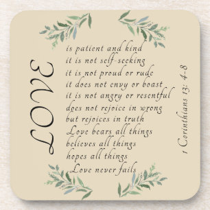 Love is patient hard plastic beverage coaster