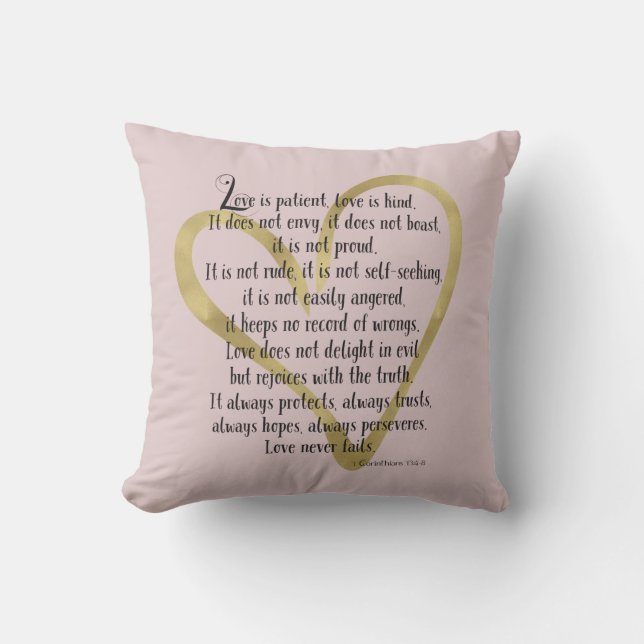 Love is Patient Heart Throw Pillow (Front)