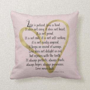 Love is Patient Heart Throw Pillow
