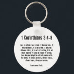 Love is Patient Keychain<br><div class="desc">1 Corinthians 13:4-8 Love is patient, love is kind and is not jealous; love does not brag and is not arrogant, does not act unbecomingly; it does not seek its own, is not provoked, does not take into account a wrong suffered, does not rejoice in unrighteousness, but rejoices with the...</div>