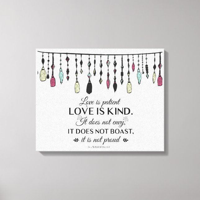 Love is Patient & Kind Boho Style Canvas Print (Front)