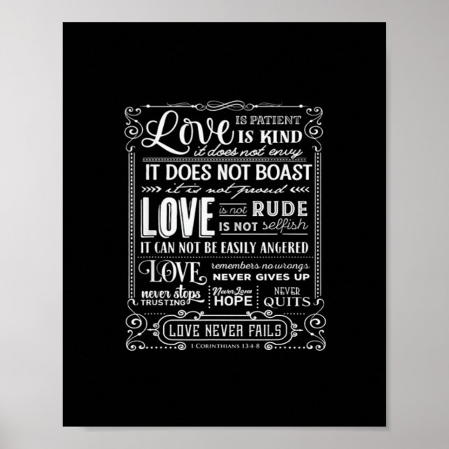 Love Is Patient Kind Love Never Fails Valentine De Poster (Front)