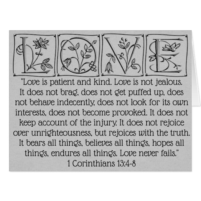 Love is Patient-Kind-Never Fails~Scripture~Wedding Cards (Front Horizontal)