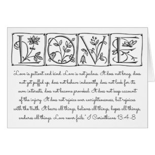 Love is Patient-Kind-Never Fails~Scripture~Wedding Cards