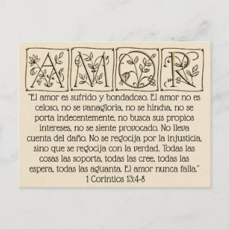 Love is Patient-Kind-Never Fails~Scripture~Wedding Postcard