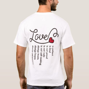 Love Is Patient Kind Typography Red Heart Monogram T-Shirt