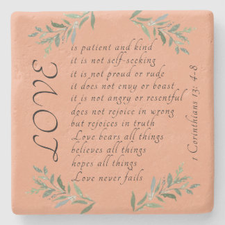Love is patient limestone stone coaster