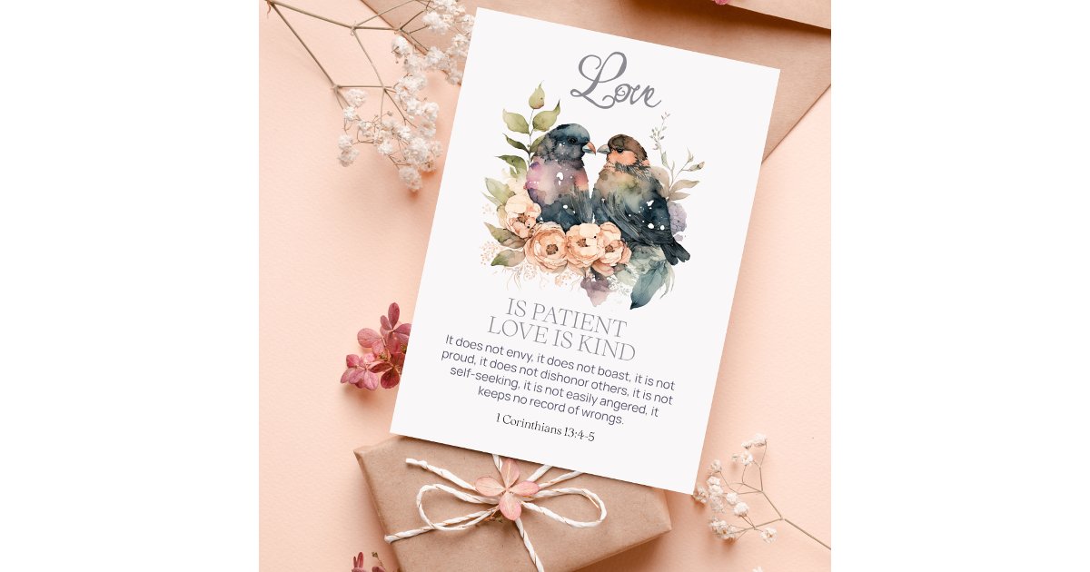 Love is Patient Love is Kind 1 Corinthians 13:4-7 Card | Zazzle