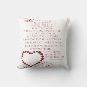 Love is patient love is kind 1 Corinthians 13: 4-7 Throw Pillow