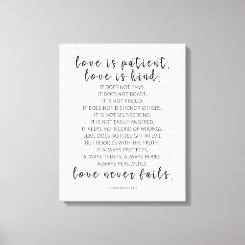 Love Is Patient Love Is Kind 1 Corinthians 134_8 Canvas Print