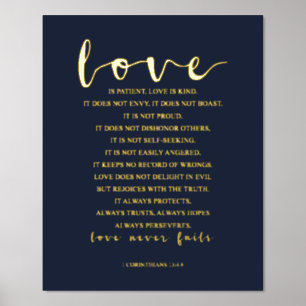 Love Is Patient Love Is Kind, 1 Corinthians 13:4-8 Foil Prints