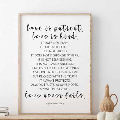 Love Is Patient Love Is Kind 1 Corinthians 134_8 Poster
