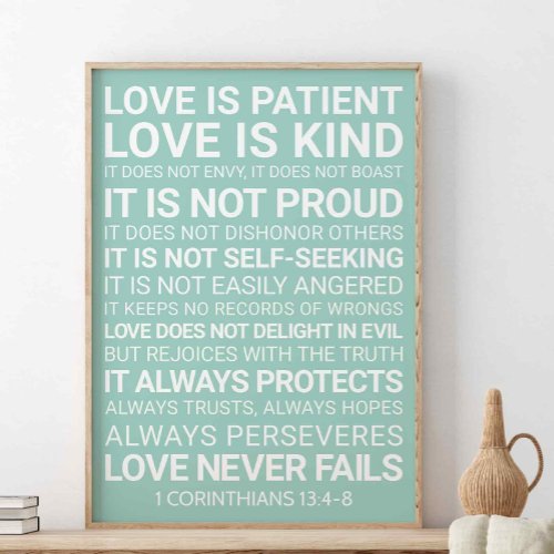 Love Is Patient Love Is Kind 1 Corinthians 134_8 Poster