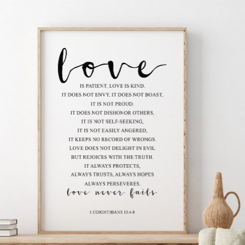 Love Is Patient Love Is Kind 1 Corinthians 134_8 Poster