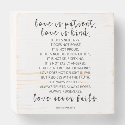 Love Is Patient Love Is Kind 1 Corinthians 134_8 Wooden Box Sign