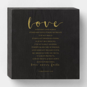 Love Is Patient Love Is Kind, 1 Corinthians 13:4-8 Wooden Box Sign