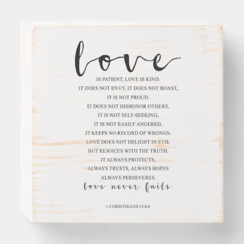 Love Is Patient Love Is Kind 1 Corinthians 134_8 Wooden Box Sign