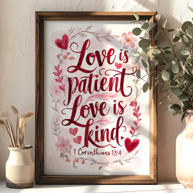 Love is Patient Love is Kind 1 Corinthians 13:4 Poster | Zazzle