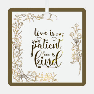 Love is Patient Love is Kind Bible Verse Christmas Metal Ornament