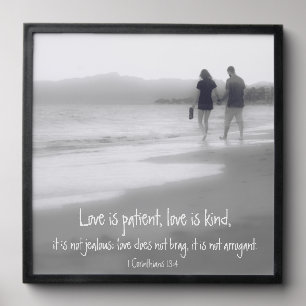 Love is Patient Love is Kind Cor 13:4 Bible Verse Peel And Stick Photo Tile