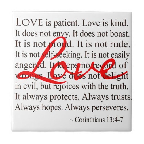 Love is Patient Love is Kind Corinthians Tile