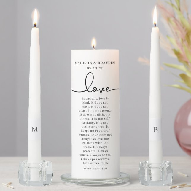 Love is Patient Love is Kind Corinthians Wedding Unity Candle Set (In Situ)