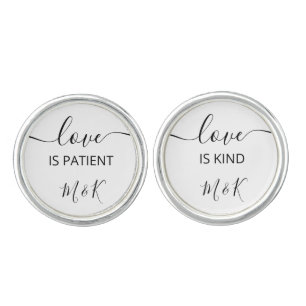 Love is Patient Love is Kind Couple Initials Cufflinks