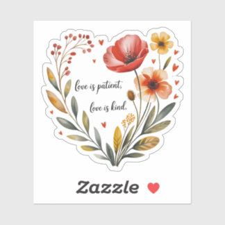 Love Is Patient Love Is Kind Floral Heart Bible Sticker