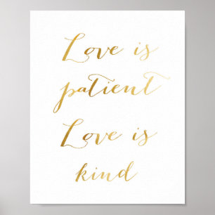 Love is Patient, Love is Kind - gold Poster