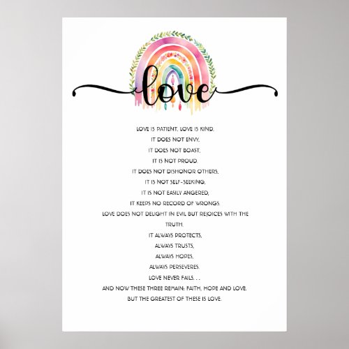 Love is Patient Love is kind Love Bible verse Poster