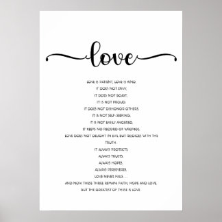 Love is Patient, Love is kind, Love, Bible verse Poster