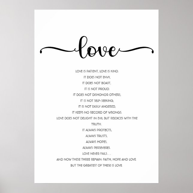 Love is Patient, Love is kind, Love, Bible verse Poster (Front)