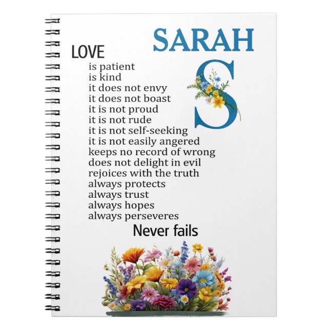 Love is patient, love is kind Personalize this  Notebook (Front)