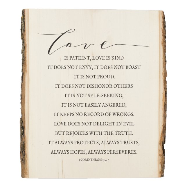Love is Patient, Love is Kind Rustic Wood Sign (Rotated Right)