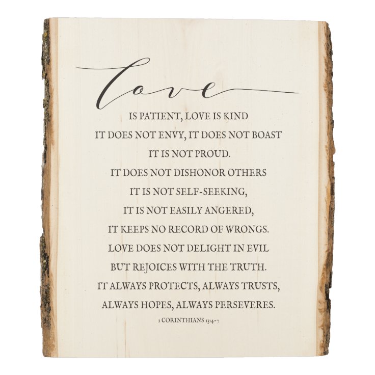 Love is Patient, Love is Kind Rustic Wood Sign | Zazzle