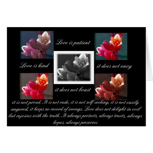love is patient love is kind with flowers card (Front Horizontal)