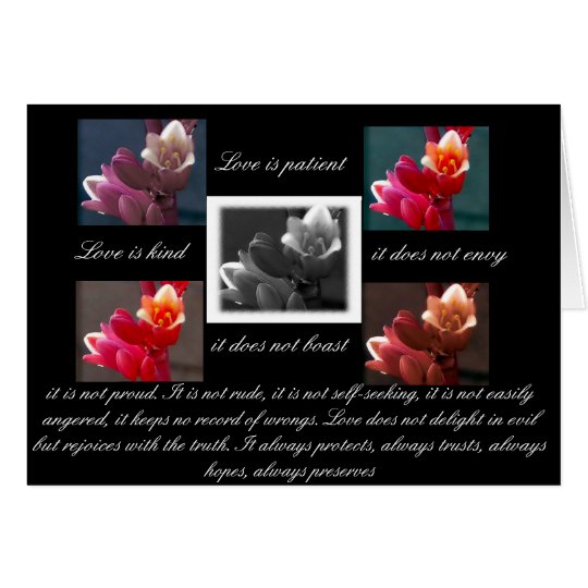 love is patient love is kind with flowers card
