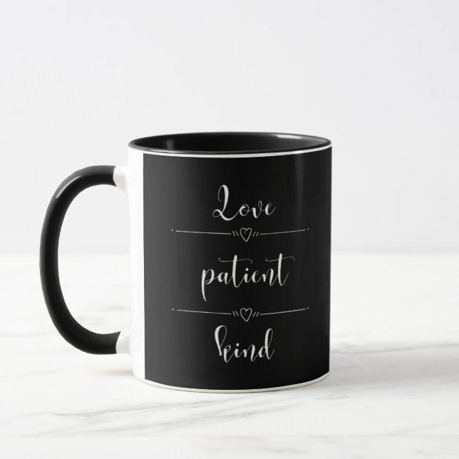 Love Is Patient Minimal Heartfelt Design  Mug (Left)