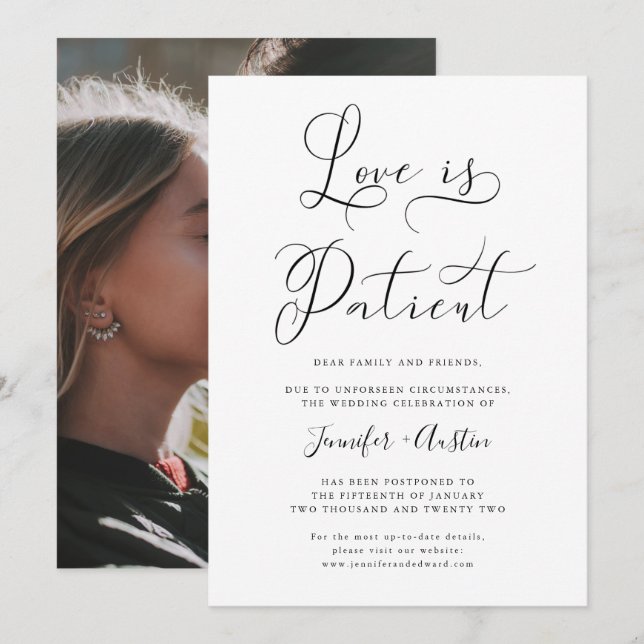 Love Is Patient Minimalist Wedding  Save The Date (Front/Back)