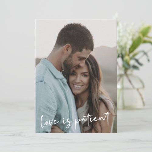 Love Is Patient New Wedding Date Photo Card
