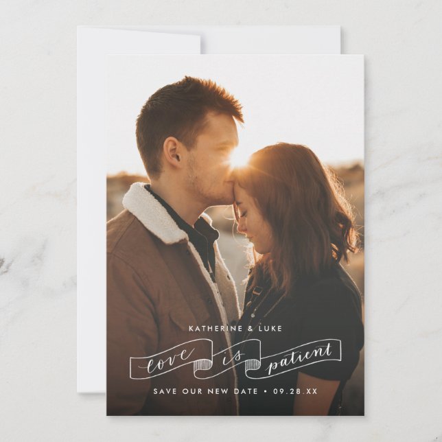 Love is Patient Photo Change the Date Announcement (Front)