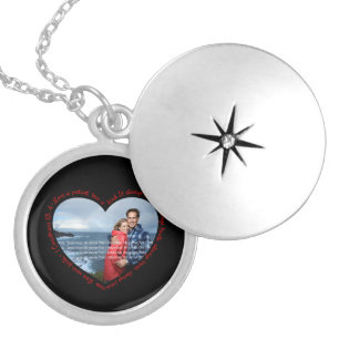Love is Patient Photo Heart Black & Red Locket Necklace