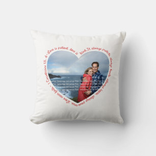 Love is Patient Photo Heart White & Red Throw Pillow