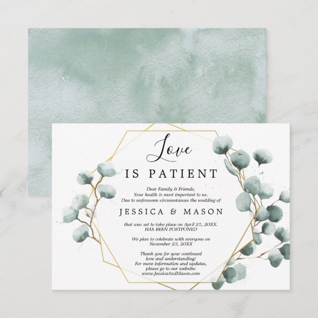 Love is Patient Postponed Wedding Announcement (Front/Back)
