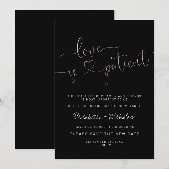 Love is Patient | Postponed Wedding Announcement (Front/Back)