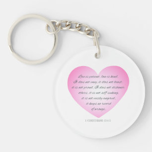 Love is Patient Quote Valentine Keychain