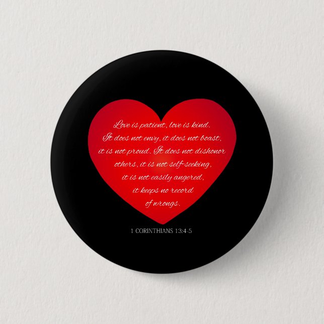 Love is Patient Quote Valentine | Pin Button (Front)
