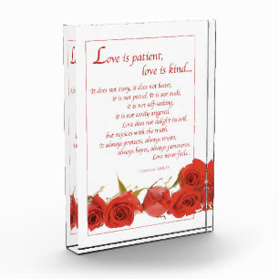 Love is Patient Red Rose Acrylic Award