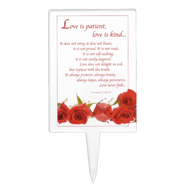 Love is Patient Red Rose Cake Topper (Front)