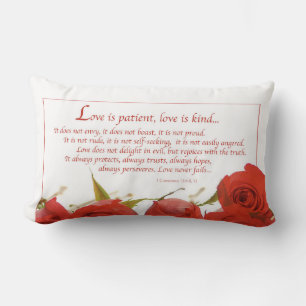 Love is Patient Red Rose Lumbar Pillow